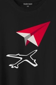 Resim Kağıt Uçak Hayaller Hayatlar Fly Pilot Baskılı Tişört Unisex T-Shirt 