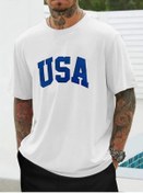 Resim Erkek Baskılı Oversize T-shirt - Beyaz Beyaz 