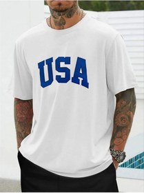 Resim Erkek Baskılı Oversize T-shirt - Beyaz Beyaz 