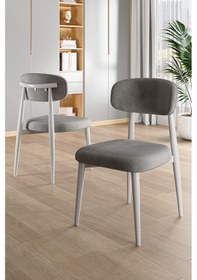 Resim Canisa Jolin Serisi Mdf 90x168 Beyaz Mutfak Masa Takımı 4 Gri Metal Sandalye Beyaz Masa, Gri Sandalye 
