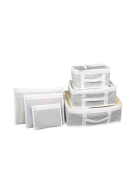 Resim Bavul İçi Organizer Düzenleyici Çizgili Seyahat Çantası 6 Parçalı Set Renkli 