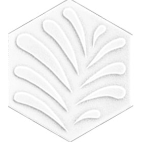 Resim Armada Çini 15x17 Cm Yaprak Beyaz Altıgen Seramik 