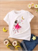 Resim Renna Mood Beyaz Balerin Kız Baskılı Kız/erkek Çocuk T-shirt 