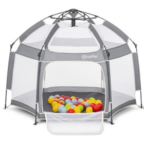 Resim Foldy Plus Katlanabilir Bebek Ve Çocuk Oyun Parkı-Alüminyum-Kolay Kurulum,Oyun Matı Ve Toplar - Gri 