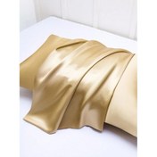Resim Antibakteriyel Terletmeyen İpek Saten Yastık Kılıfı 2'li 50x70 Altın Sarı 