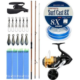 Resim Yekoutdoor Profesyonel Olta Seti Okuma Trio Rex Surf 420cm 120-250 Gr 3 Parça Surf Kamışı&shimano Makina Socorro 6000 Sw 