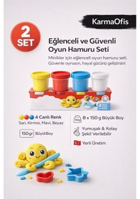 Resim Kidz 2 Li Büyük Boy Oyun Hamuru Seti 8x150 Gr 4 Renkli Çocuk Oyun Hamuru Yumuşak & Yerli Üretim Beyaz 