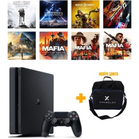 Resim Sony PlayStation 4 Slim 500GB + 8 Dijital Oyun + Tek Kol + ConsoleX Çanta (Yenilenmiş) 