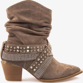 Resim Kemal Tanca Hakiki Deri Süet Kadın Western Bot 26-103152k Bizonte Süet 