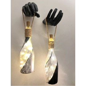 Resim El Figürlü Duvar Lambası, Pilli LED Işıklı Dekoratif Şişe Aydınlatma 