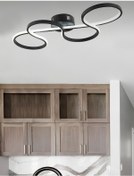 Resim Modern Massimo Led Avize Plafonyer Tavana Sıfır Hol Antre Salon Oturma Odası Mutfak Avize Siyah Siyah 