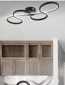 Resim Modern Massimo Led Avize Plafonyer Tavana Sıfır Hol Antre Salon Oturma Odası Mutfak Avize Siyah Siyah 