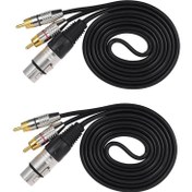 Resim 2x 2 Rca Erkek - Xlr 3 Pin Kadın Hoparlör Kablo Adaptörü (Yurt Dışından) 