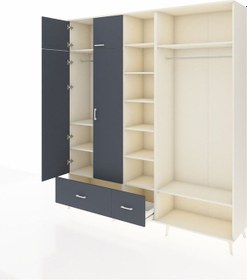 Resim Hyperion Dolap 12 Raflı 2 Çekmeceli 2 Askılı 220x44x243 Aytaşı-antrasit/antrasit Çok Renkli 