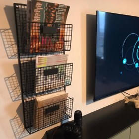 Resim Wess Dizayn Metal Duvar Rafı Dergilik, Kitaplık 3 Gözlü Evrak Rafı WD-233 