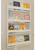 Resim Montessori Çocuk Kitaplığı 4 Raflı Duvar Tipi Beyaz Kitaplık - Eğitici Tasarım 