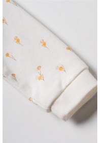 Resim Babycosy Organic Wear %100 Organik Pamuk,2 Li Patikli Bebek Tulum Yenidoğan Uzun Kollu Çıtçıtlı Tulum Seti Unisex Bebek Ekru 