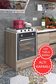 Resim Kenzlife Ankastre Modülü Kabini Flor Crd Kapaklı Fırın Ocak Dolabı Sabit Tabla 