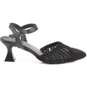 Resim Siyah Triko Topuklu Kadın Abiye Ayakkabı Pc-54660 Z Siyah 