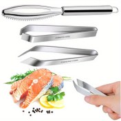 Resim 3 adet Paslanmaz Çelik Balık Tırnak Kazıyıcı Seti - Dişli Kenar, Tırnak Giderici ve Pense, Kolay Balık Temizliği İçin İdeal - Mutfak Gereksinimleri|Dişli Kenar Tasarımı|Dayanıklı Mutfak Araçları, Balık Tırnak Giderici 