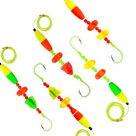 Resim 5 Adet Premium Kedi Balığı Balıkçılık Aletleri Rattler ile - Dayanıklı Karbon Çelik Daire Kanca (6/0, 8/0, 10/0) Santee Cooper Kedi Balığı için Canlı Karışık Renklerde, Okyanus Gemisi Balıkçılığı için İdeal - Tatiller için Mükemmel Hediye, Balıkçılık Kanca 