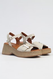 Resim Pierre Cardin ® | PC-7209- 3807 Bej-Kadın Dolgu Topuk Sandalet Ayakkabı 