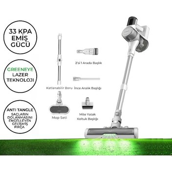 Icotech F30 Max 33KPA GreenEye Lazer Teknoloji Şarjlı Dikey Süpürge