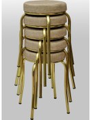 Resim TABURECİM Tabure (5 Adet) Gold Ayaklı, Mina Kumaş, Metal Ahtapot Ayak Aygl-257 