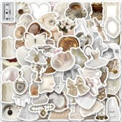 Resim 100 adet Beyaz Estetik Sticker Şirin Estetik Vinil Su Geçirmez Sticker Karikatür, Kağıt Çantası, Dergi, Laptop, Bumper, Kaykay, Su Şişeleri, Bilgisayar, Telefon 