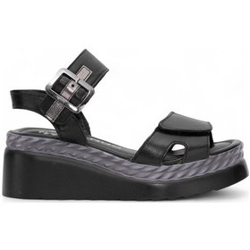 Resim Venüs 2512303 Deri Dolgu Topuk Kadın Sandalet Siyah 