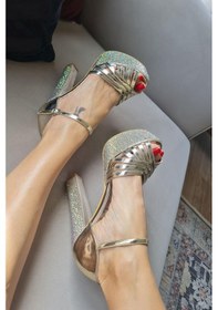 Resim 135 4932 Topukla Kadın Platform Ve Topuk Taşlı Ayna Abiye Ayakkabı 001 