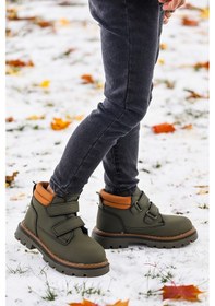 Resim Kiko Kids Cırtlı Erkek Çocuk Bot Ayakkabı Arz 3340 Haki - Sarı 