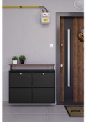 Resim Ceha Kilitli Tablalı 4'lü Metal Ayakkabılık - Siyah K.AYK-2.4/AC/P 9005/KL 