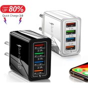 Resim Pakuhit 3.1A 4-Port USB Duvar Fişi Güç Adaptörü Duvar Şarj Cihazı Iphone/android ile Uyumlu Hızlı Şarj Küp Tuğla Kutusu Taban Kafa U3 (Yurt Dışından) 