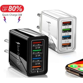 Resim Pakuhit 3.1A 4-Port USB Duvar Fişi Güç Adaptörü Duvar Şarj Cihazı Iphone/android ile Uyumlu Hızlı Şarj Küp Tuğla Kutusu Taban Kafa U3 (Yurt Dışından) 