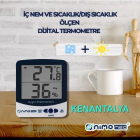 Resim Dijital Iç ve Dış Sıcaklık ve Nem Ölçer, Hassas ve Güvenilir Ölçüm Cihazı 
