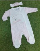 Resim Sönmez Baby Sevimli Ayı Tüllü Penye Tulum Ve Saç Bandı Bebe Kız Takım 