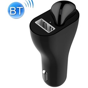 Resim Rv1 2'si 1 Arada 2.4a Usb Bağlantı Noktası Araç Şarj Cihazı Ve V5.0 Bluetooth Sağ Kulak Kulaklık, Ahizesiz Arama Desteği Siyah 