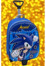 Resim Tezzgelsin Kirpi Sonic 2-6 Yaş Anaokulu Kreş 5d Kabartmalı Çekçekli Tekerli Sırt Çantası Ve Okul Çantası Çok Renkli 