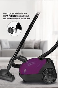 Resim GoldMaster Titiz Mor Yıkanabilir Toz Torbalı 2,5 Litre Kapasiteli 5 Yıl Garantili Elektrikli Süpürge 