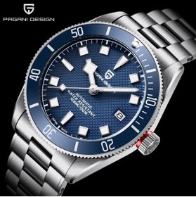 Resim Pagani Design Pd-1671 Erkek Su Geçirmez Otomatik Mekanik Saat Safir Kristal Işıklı Paslanmaz Full Çelik Erkek Saat Mavi 