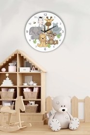 Resim Dekoratif Çocuk Odası Duvar Saati 35X35Cm Renkli BWDSCX35-0118 