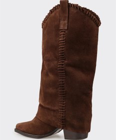 Resim Elle Shoes Kahve Deri Kadın Western Çizme 