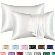 Resim 1 adet Lüks Saten Yastık Kılıfı, Klasik Renk, Zarf Kapatma, Yumuşak Polyester Kumaş, Cilt ve Saç Dostu, Makine Yıkamalı, Aktif Baskı, Dokuma Dokuma, 80-85gsm 
