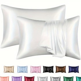 Resim 1 adet Lüks Saten Yastık Kılıfı, Klasik Renk, Zarf Kapatma, Yumuşak Polyester Kumaş, Cilt ve Saç Dostu, Makine Yıkamalı, Aktif Baskı, Dokuma Dokuma, 80-85gsm 
