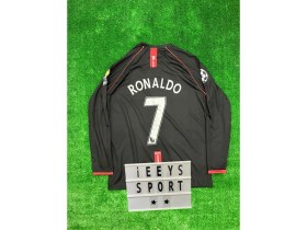 Resim Manchester United 2008 Sezonu Nostalji Cristiano Ronaldo Uzun Kol Siyah Renk Forma 