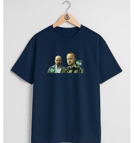 Resim Oversize Breaking Bad Television Show Göğüs Tasarımlı Unisex T-shirt Lacivert 