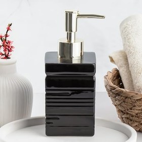 Resim Porsima 3206 Seramik Sıvı Sabunluk - Tezgah Üstü Banyo Mutfak Lavabo Sabunluğu - 275 cc Siyah 