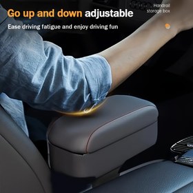 Resim DERANFU Ayarlanabilir Suni Deri Araba Koltuk Kolu Yastığı, Evrensel Uygunluk Merkezi Konsol Dirsek Desteği, Bardak Tutucu Kilitli Depolama Kutusu, Sürüş Konforu için El Rulo Organizatörü 