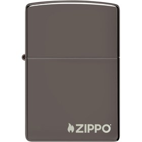 Resim Zippo Ice Black Çakmak Logolu Parlak 